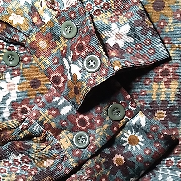 NWT Cider Woman's Retro Quilt Corduroy Floral Mini Dress Sz L - Picture 8 of 11